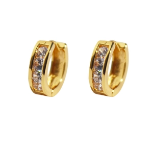 Elegant gold small hoop earrings with sparkling cubic zirconia stones for women