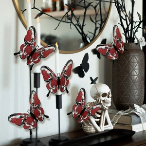 3D 3D stereoscopic Halloween butterfly wall stickers with skull and red rose pattern