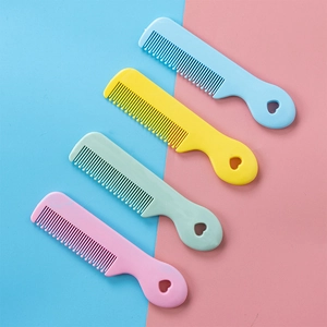 Baby Hair Comb Plastic Round Teeth Newborn Toddler Hairbrush Gentle Scalp Care Heart Shape Handle Cute Styling Tool