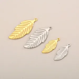 Stainless Steel Leaf Feather Shape Charms Pendants DIY Jewelry Making Necklace Accessories Gold Silver Tone Finish