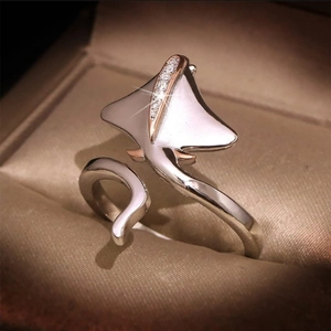 Manta Ray Open Ring Adjustable Zinc Alloy Rhinestone Stingray Animal Shaped Finger Jewelry Accessory For Women Men Gift