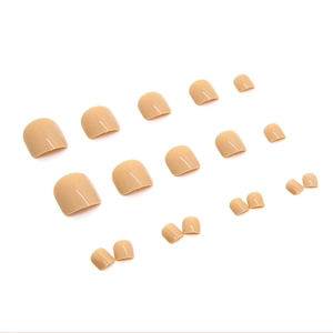 Glossy khaki yellow square toe nail tips set in 24 sizes for daily wear and manicure
