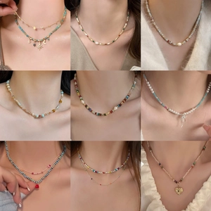 Collier Choker En Perles Colorées Fait Main Avec Perle D'eau Douce Acier Inoxydable Plqué Or Bijoux Pour Femmes