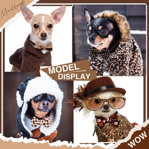 Classic pet bowtie set with polka dots and leopard patterns for stylish dogs and cats