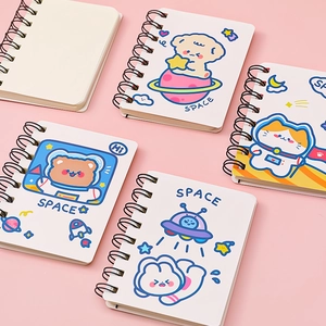 Cute cartoon astronaut spiral notebooks with blank A7 pages for students and gift stationery