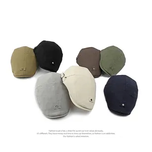 Set of 7 colors linen ivy caps including black, khaki and brown with metal buckles