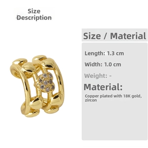 Größentabelle für 18K vergoldete C-Manschette mit Zirkonia, Maße 1,3 cm x 1,0 cm