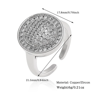 Gedetailleerde weergave van ringafmetingen met micro-pave zirkonia en technische details