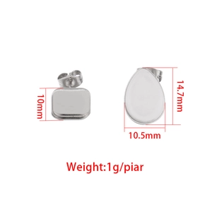 DIY stainless steel square and teardrop earring blanks with size markings