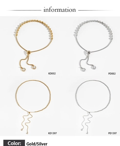 Verstellbare Edelstahl-Perlenarmbänder in Gold und Silber mit Zirkonia-Detail