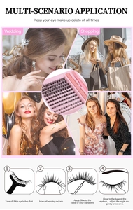 Kit de faux cils DIY avec pince rose et infographie d'application en plusieurs étapes