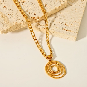 Collier géométrique irrégulier en acier inoxydable plaqué or 18 carats avec pendentif