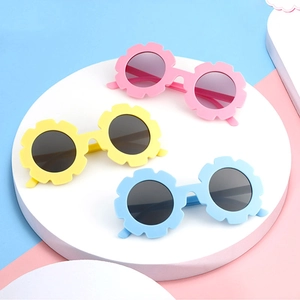 Kids Sunglasses Flower Shaped Round Lenses PC AC Plastic Candy Color Cute Cartoon Eyewear For Boys Girls