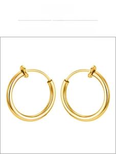 Close-up of 18K gold plated stainless steel clip-on earrings with lead-free materials