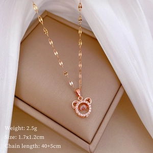 Detailed specs of rose gold bear necklace pendant with dimensions and weight info
