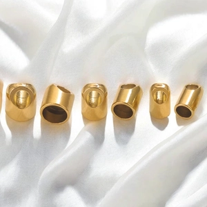 Polished 18K gold plated stainless steel rope end caps for DIY jewelry making