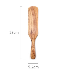Detaillierte Maße des Teakholz-Spatels mit 28cm Länge und 5,2cm Breite für die Küche