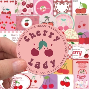 Autocollants Cherry Lady imperméables pour bagages et agendas au style rose doux
