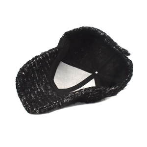 Casquette de baseball d'hiver en tweed noir et blanc avec structure à six panneaux et doublure