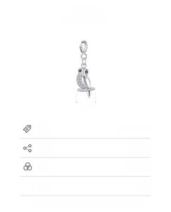 Detailed specs of 925 sterling silver owl pendant with cubic zirconia and dimensions