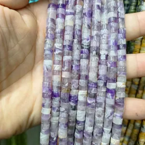 Natural purple amethyst cylindrical stone spacer beads for DIY jewelry making and crafts