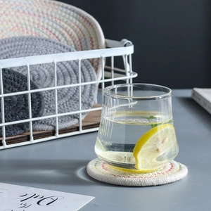 Handwoven cotton round placemat and coaster set for heat resistant table protection