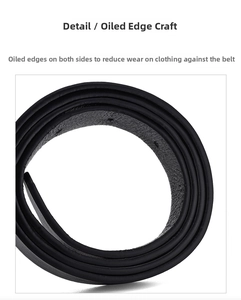Detail of edge paint process on black leather belt showing smooth side treatment