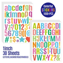 Detail view of 1600pcs glitter letter and number stickers for DIY crafts and gifts