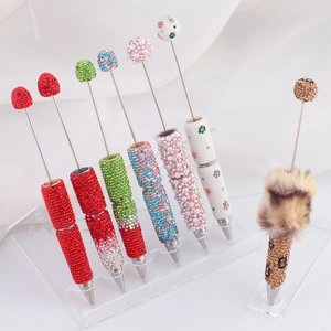 Penna A Sfera Con Perline Fatta A Mano Strass Perla Artificial Sintetica Metallo Strumento Scrittura Decorativo Regalo