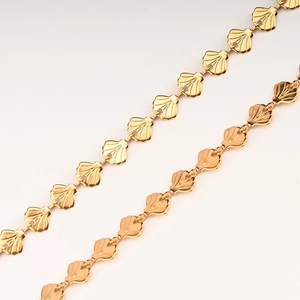 6mm gold-plated stainless steel shell-shaped link chain for necklaces and bracelets