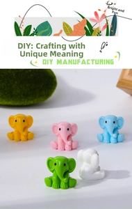 Five colorful resin mini elephant figurines for DIY fairy garden and desk decor