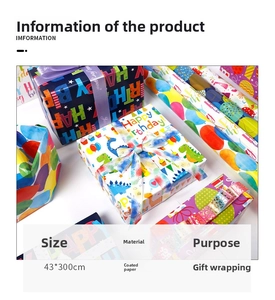 Détail d'un papier cadeau dinosaure coloré avec motifs de ballons Joyeux Anniversaire