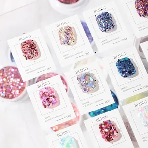 Glitter sequins for nail art with mixed hexagonal shapes in various vibrant colors