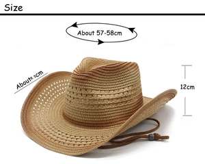 Guida dettagliata alle taglie per il cappello da cowboy in paglia kaki con tesa di 8,5 cm
