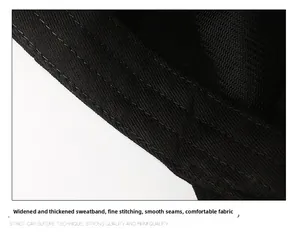 Detailed macro view of the interior sweatband and fine stitching on the black baseball cap