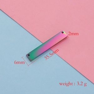 Rainbow stainless steel bar pendant with dimensions 35.5x6x2mm for DIY jewelry