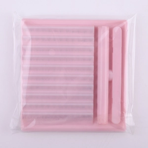Kit d'outils roses pour extension de cils DIY sous emballage plastique transparent blanc