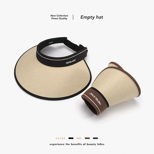 Women Large Brim Sun Visor Hat Natural Straw UV Protection Foldable Adjustable Outdoor Summer Beach Casual Fashion