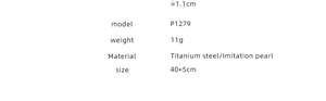 Specifications of titanium steel necklace with imitation pearl heart pendant and size 40+5cm