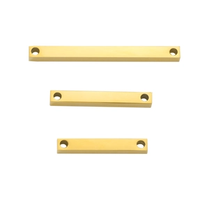 Golden 3D rectangular mirror finish stainless steel pendants with double holes for DIY jewelry