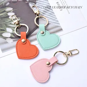 Heart Shaped PU Leather Keychain With Golden Metal Ring Litchi Grain Bag Charm Car Accessory For Women