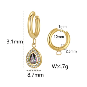 Gold teardrop earrings with iridescent AAA zircon stones and micro-pave crystals