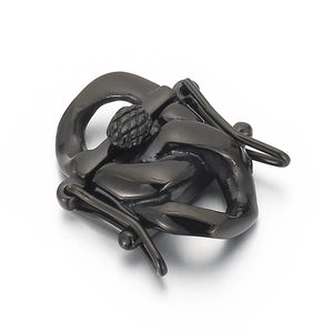 Detailed close-up of a black stainless steel buckle clasp for Cuban chain jewelry