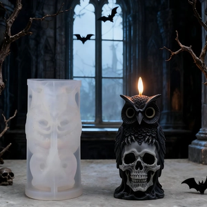 Halloween Eule Totenkopf Silikonform für Kerzen mit durchsichtigem DIY Werkzeug und Wachs