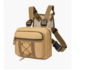 Tactical chest bag detail featuring wear-resistant canvas and breathable mesh back