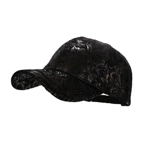 Graffiti leaf embossed baseball cap with metallic finish for street fashion and sun shade