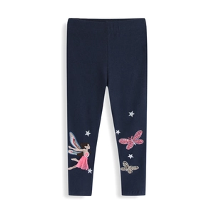 Girls Leggings Cotton Knit Elastic Waist Pants Fairy Butterfly Sequin Embroidery Star Decorative Casual For Toddler