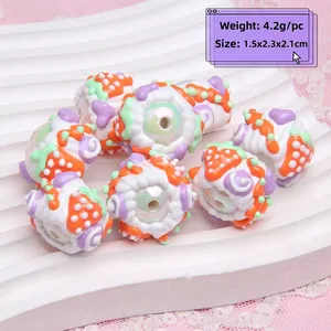 DIY strawberry painted resin beads for beaded pens measuring 1.5x2.3x2.1cm and 4.2g weight