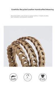 Detailed close-up of khaki braided belt texture showing durable recycled leather craftsmanship