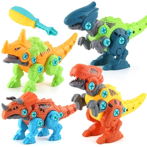 Set of 4 DIY dinosaur assembly toys with screwdriver for educational building fun